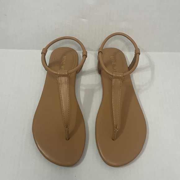 Nine West  Bassie Natural Neutral Nude Sandals Minimalist Design Size 5 - Picture 3 of 15